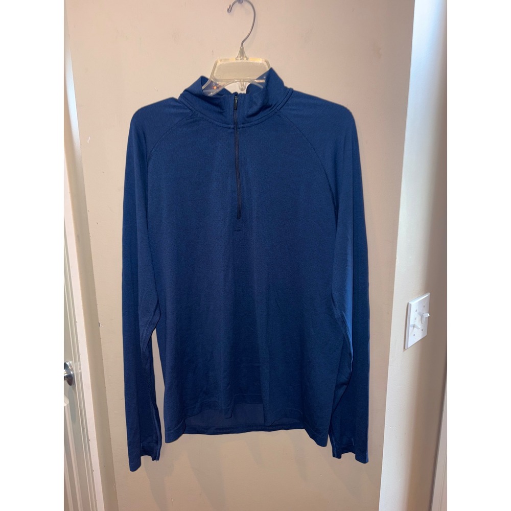 Rhone Reign Quarter Zip Pullover Mens Navy Blue Heather Performance Shirt Large